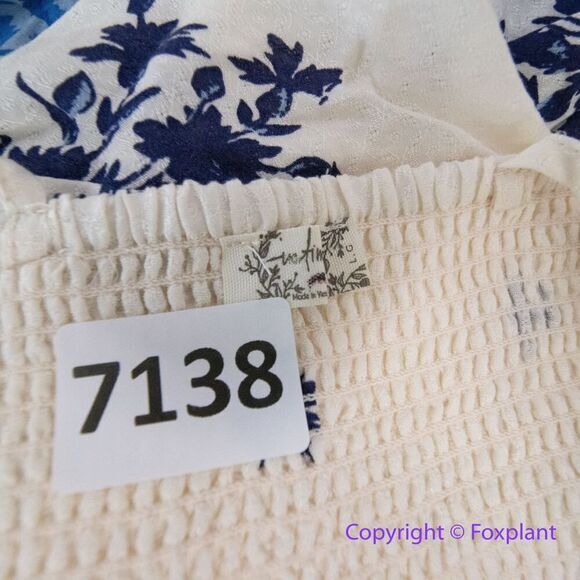 New! Free People Get To You Printed Maxi Dress Ivory Blue, L - Picture 16 of 16